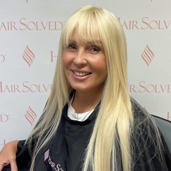 Rose client at Hair Solved Bristol with long blonde Enhancer System