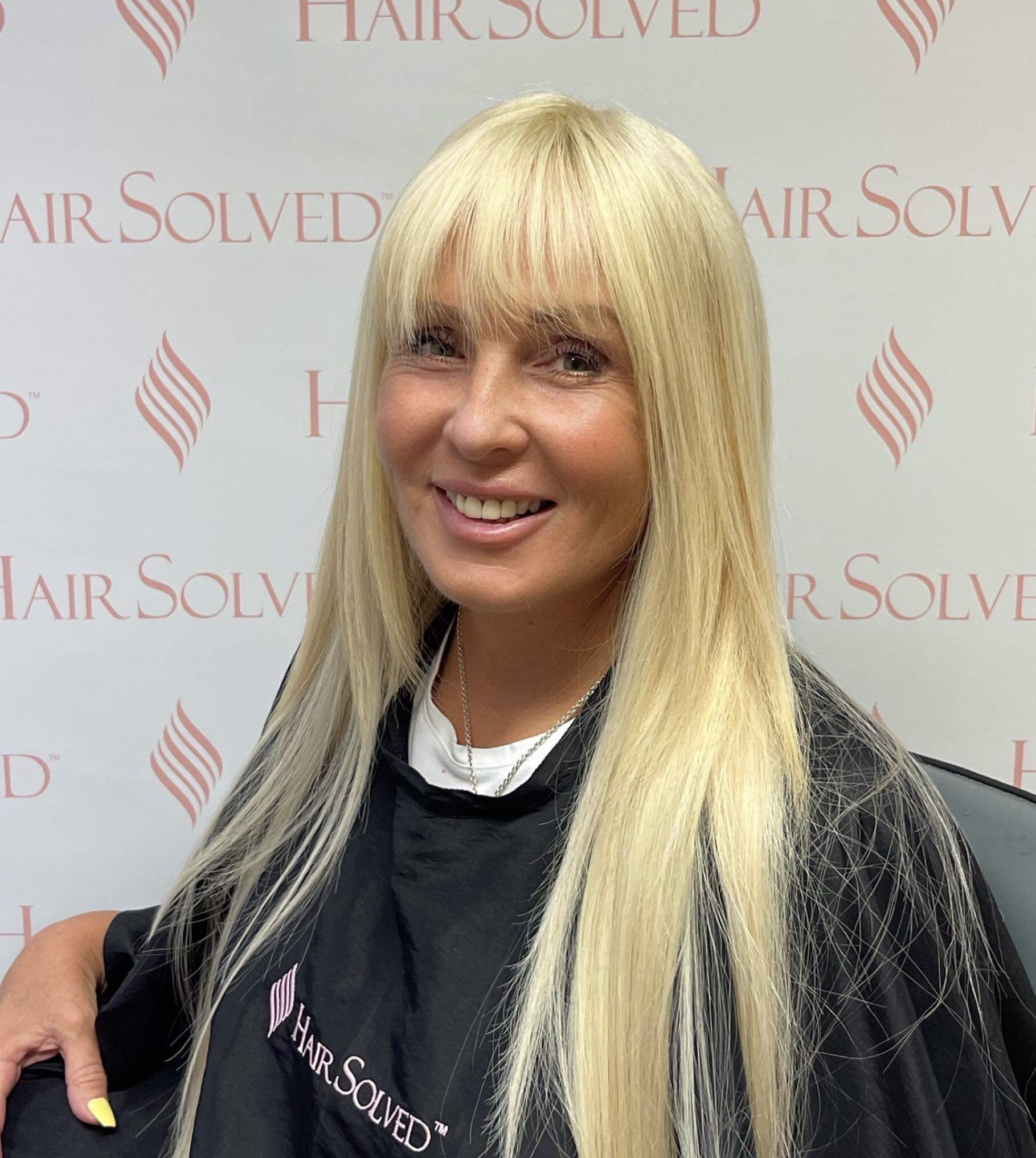 Rose client at Hair Solved Bristol with long blonde Enhancer System