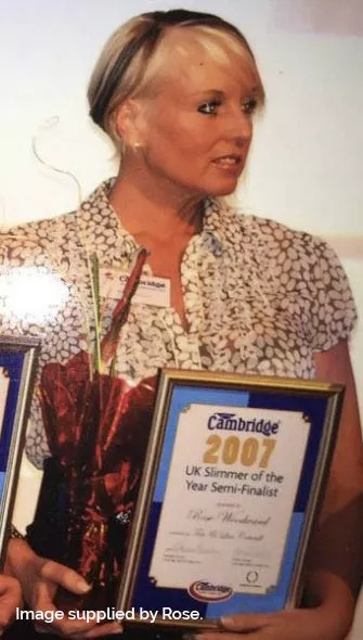 Female client Rose on the day she was runner up Slimmer of the year 2007